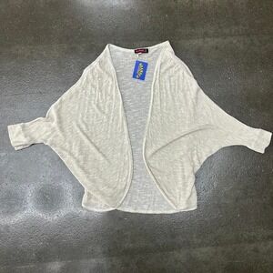 Vintage Say What USA Size Medium White Thin Shawl Billowed Cardigan